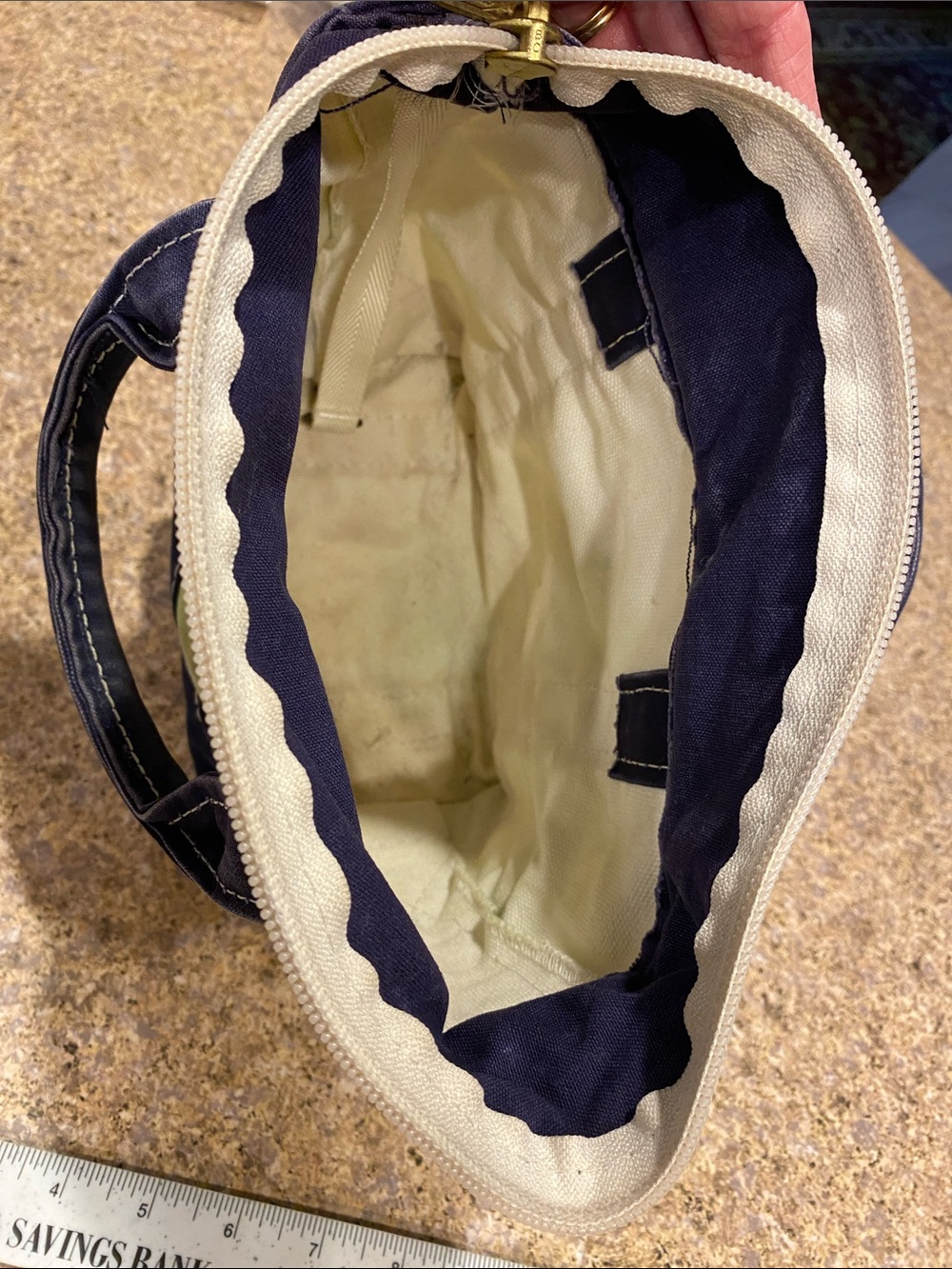 Vintage L.L.Bean BOAT AND TOTE Mini Stripe Blue Green 0FWM1 Zipper No Monogram - Picture 15 of 17